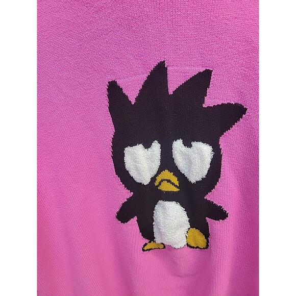 Forever 21 x Hello Kitty & Friends Badtz-Maru Pink Knit Sweater Pullover‎ Sz L - Picture 3 of 11